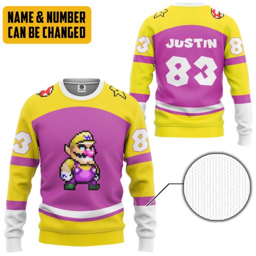 Gearhumans 3D Wario Sports Custom Name Custom Number Hoodie Tshirt Apparel