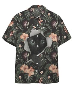Gearhumans 3D Hawaii Vibe Black Cat Short Sleeve Shirt