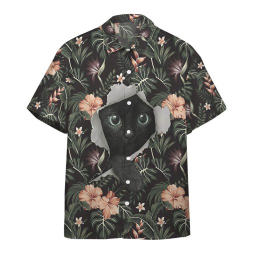 Gearhumans 3D Hawaii Vibe Black Cat Short Sleeve Shirt 1 Gearhumans 3D Hawaii Vibe Black Cat Short Sleeve Shirt