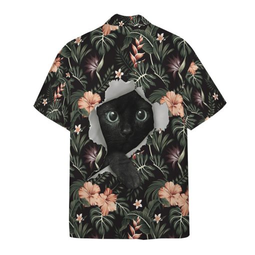 Gearhumans 3D Hawaii Vibe Black Cat Short Sleeve Shirt 2 Gearhumans 3D Hawaii Vibe Black Cat Short Sleeve Shirt - Image 2