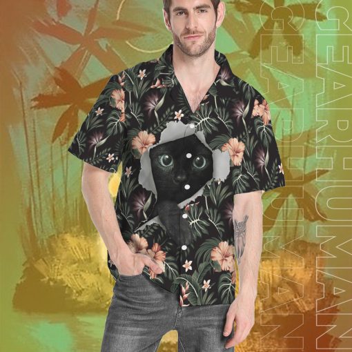 Gearhumans 3D Hawaii Vibe Black Cat Short Sleeve Shirt 6 Gearhumans 3D Hawaii Vibe Black Cat Short Sleeve Shirt - Image 6