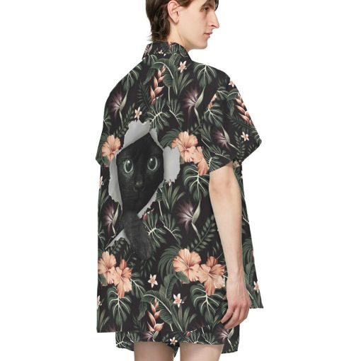 Gearhumans 3D Hawaii Vibe Black Cat Short Sleeve Shirt 3 Gearhumans 3D Hawaii Vibe Black Cat Short Sleeve Shirt - Image 3