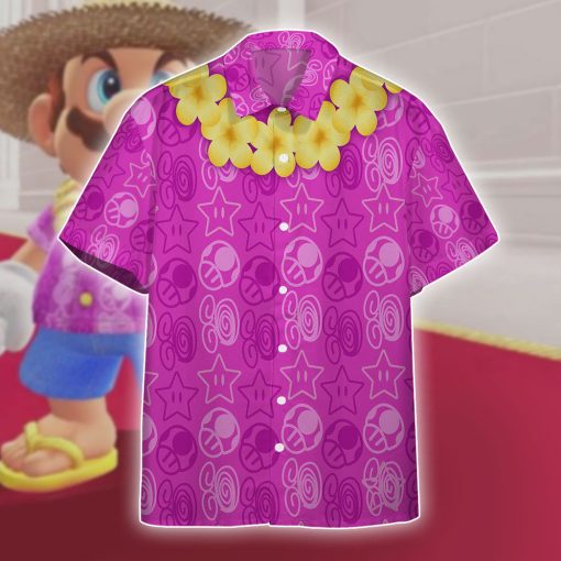 Gearhumans 3D Mario Resort Outfit Purple Custom Short Sleeve Shirt - Image 5