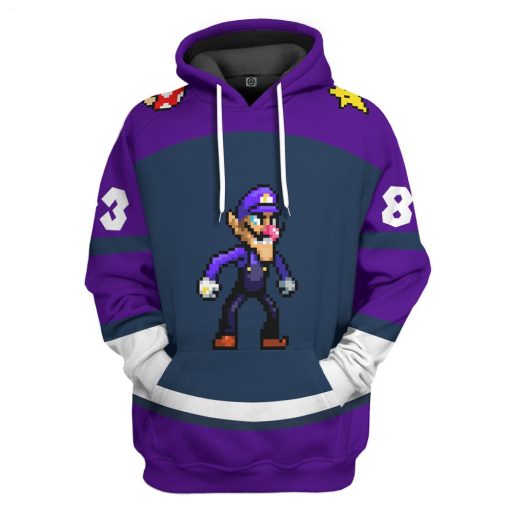 Gearhumans 3D Waluigi Sports Custom Name Custom Number Hoodie Tshirt Apparel - Image 19