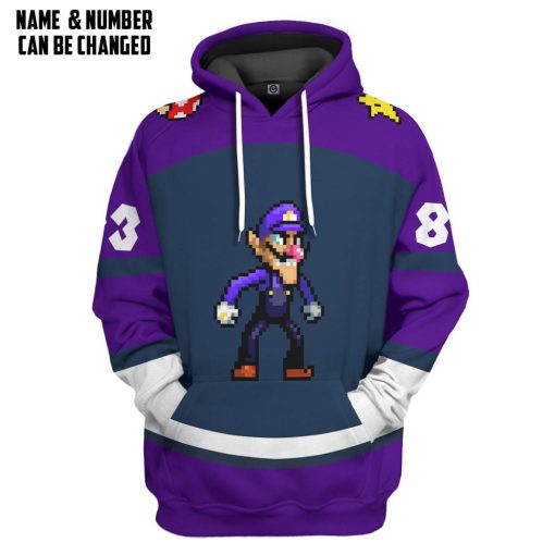 Gearhumans 3D Waluigi Sports Custom Name Custom Number Hoodie Tshirt Apparel