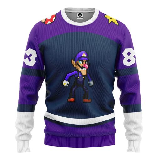 Gearhumans 3D Waluigi Sports Custom Name Custom Number Hoodie Tshirt Apparel - Image 20