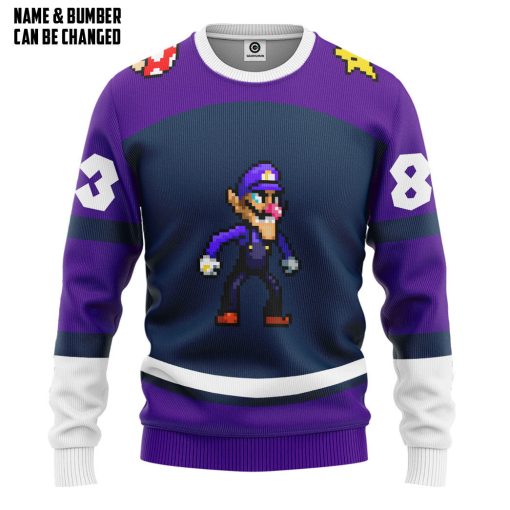 Gearhumans 3D Waluigi Sports Custom Name Custom Number Hoodie Tshirt Apparel - Image 3