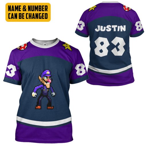Gearhumans 3D Waluigi Sports Custom Name Custom Number Hoodie Tshirt Apparel - Image 9