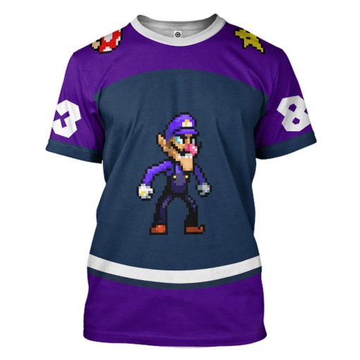 Gearhumans 3D Waluigi Sports Custom Name Custom Number Hoodie Tshirt Apparel - Image 21