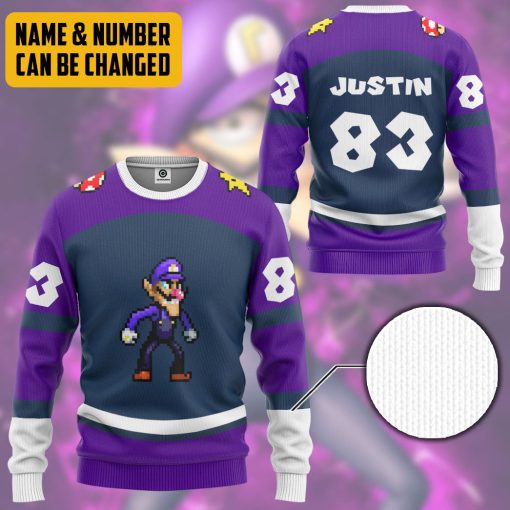 Gearhumans 3D Waluigi Sports Custom Name Custom Number Hoodie Tshirt Apparel - Image 15