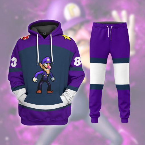 Gearhumans 3D Waluigi Sports Custom Name Custom Number Hoodie Tshirt Apparel - Image 12
