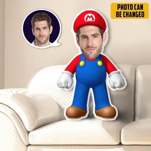 Gearhumans 3D Mario MiniMe Face Custom Photo Special Shaped Pillow - Image 3