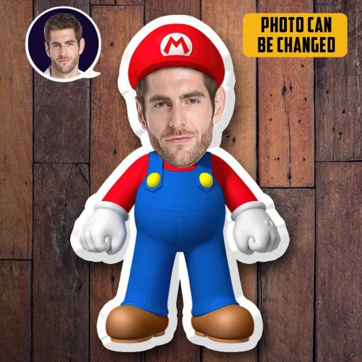 Gearhumans 3D Mario MiniMe Face Custom Photo Special Shaped Pillow - Image 2