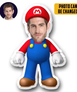 Gearhumans 3D Mario MiniMe Face Custom Photo Special Shaped Pillow