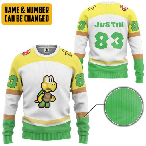 Gearhumans 3D Green Koopa Troopa Sports Custom Name Custom Number Hoodie Tshirt Apparel - Image 10