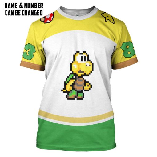 Gearhumans 3D Green Koopa Troopa Sports Custom Name Custom Number Hoodie Tshirt Apparel - Image 5