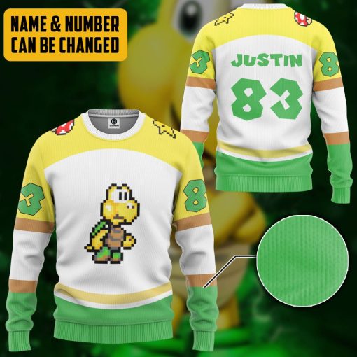 Gearhumans 3D Green Koopa Troopa Sports Custom Name Custom Number Hoodie Tshirt Apparel - Image 13