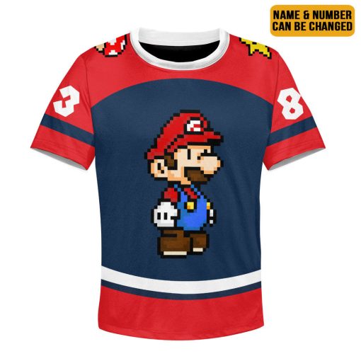 Gearhumans 3D Mario Sports Custom Name Custom Number Kid Tshirt Hoodie Apparel - Image 3