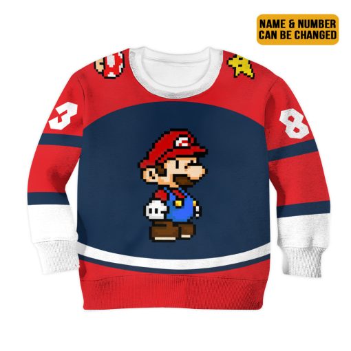 Gearhumans 3D Mario Sports Custom Name Custom Number Kid Tshirt Hoodie Apparel - Image 2