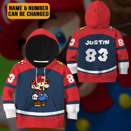 Gearhumans 3D Mario Sports Custom Name Custom Number Kid Tshirt Hoodie Apparel - Image 9