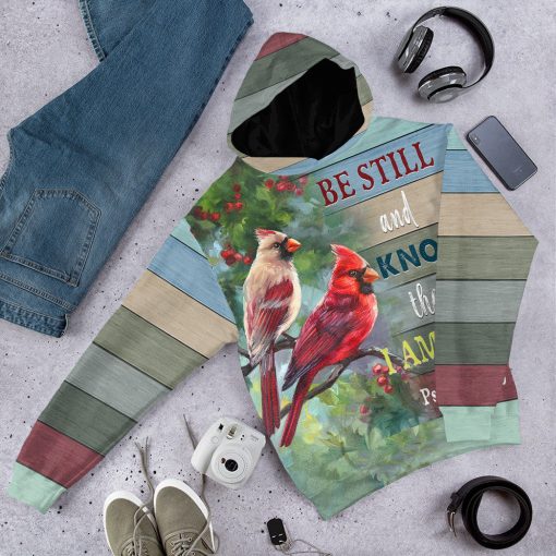 Gearhumans 3D Be Still And Know That I Am God Cardinal Bird Summer Vibe Hoodie Tshirt Apparel - Image 12