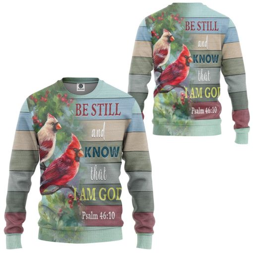 Gearhumans 3D Be Still And Know That I Am God Cardinal Bird Summer Vibe Hoodie Tshirt Apparel - Image 5