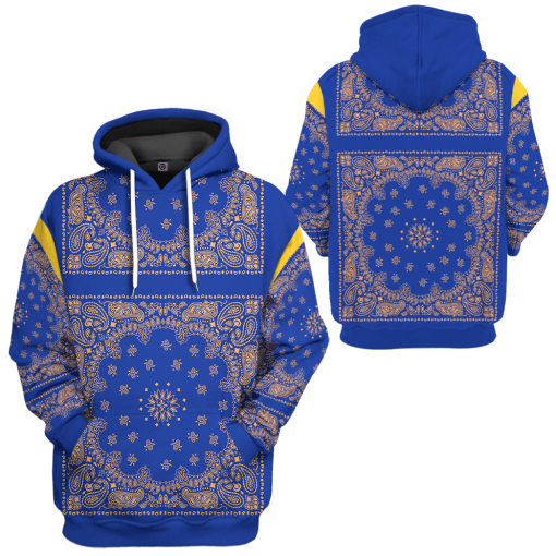 Gearhumans 3D Royal Blue Bandana Snoop Custom Tshirt Hoodie Apparel
