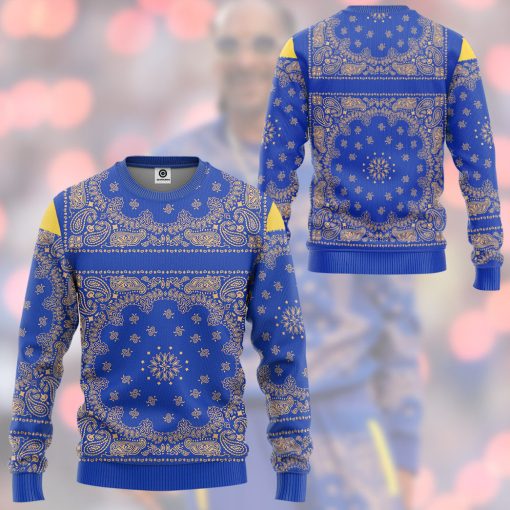 Gearhumans 3D Royal Blue Bandana Snoop Custom Tshirt Hoodie Apparel
