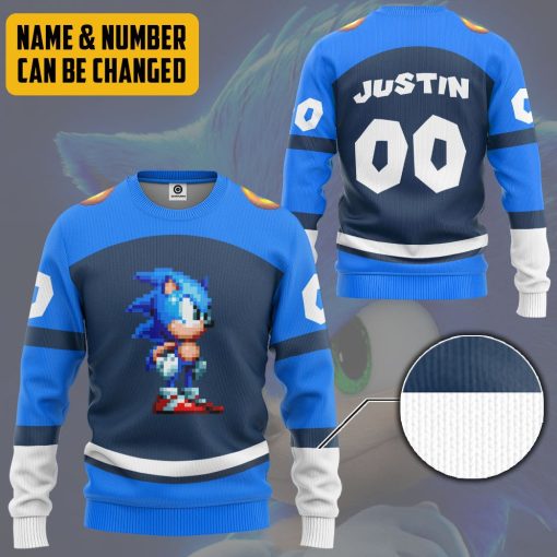 Gearhumans 3D STH Sonic Sport Custom Name Custom Number Hoodie Tshirt Apparel - Image 11
