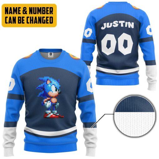 Gearhumans 3D STH Sonic Sport Custom Name Custom Number Hoodie Tshirt Apparel - Image 6