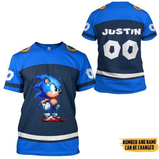 Gearhumans 3D STH Sonic Sport Custom Name Custom Number Hoodie Tshirt Apparel - Image 7