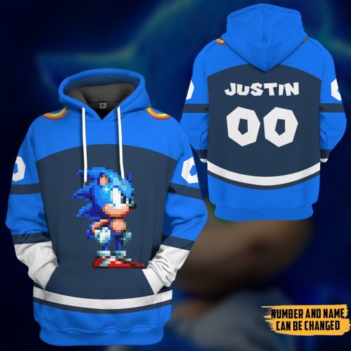 Gearhumans 3D STH Sonic Sport Custom Name Custom Number Hoodie Tshirt Apparel - Image 14
