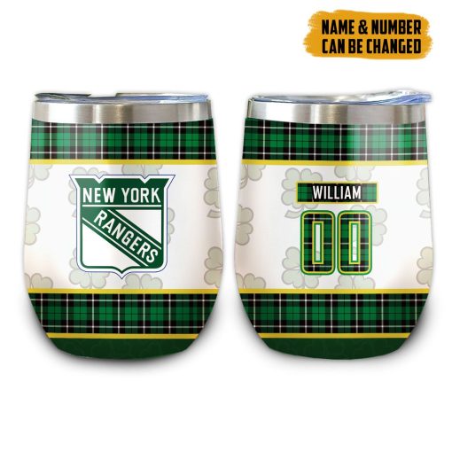 Gearhumans 3D New York Rangers St Patrick Day Custom Name Custom Number Tumbler - Image 5