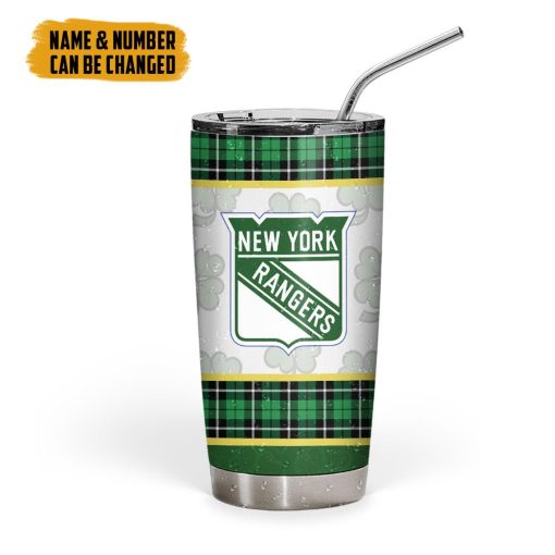 Gearhumans 3D New York Rangers St Patrick Day Custom Name Custom Number Tumbler