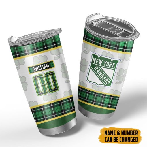 Gearhumans 3D New York Rangers St Patrick Day Custom Name Custom Number Tumbler - Image 6