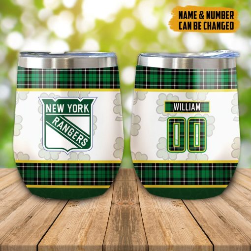 Gearhumans 3D New York Rangers St Patrick Day Custom Name Custom Number Tumbler - Image 8