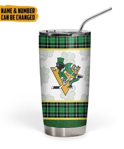Gearhumans 3D Pittsburgh Penguins St Patrick Day Custom Name Custom Number Tumbler