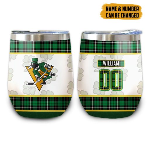 Gearhumans 3D Pittsburgh Penguins St Patrick Day Custom Name Custom Number Tumbler - Image 5