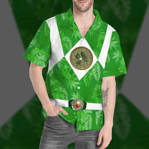 Gearhumans Movie Mighty Morphin Green Power Rangers Tropical Custom St Patrick's Day Hawaii 7 Gearhumans Movie Mighty Morphin Green Power Rangers Tropical Custom St Patrick's Day Hawaii - Image 7
