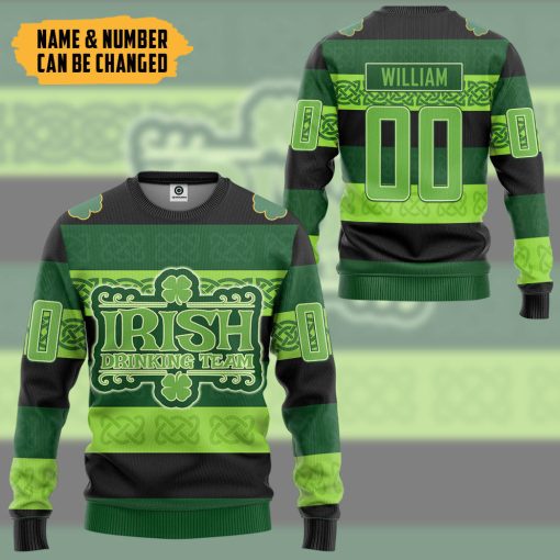 Gearhumans 3D Drinking Team St Patrick's Day Custom Name Custom Number Tshirt Hoodie Apparel