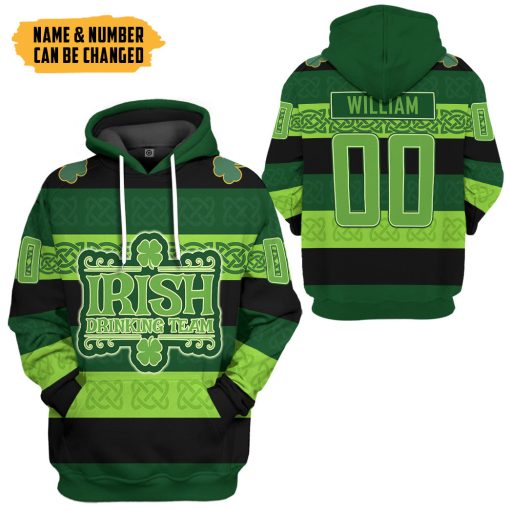 Gearhumans 3D Drinking Team St Patrick's Day Custom Name Custom Number Tshirt Hoodie Apparel
