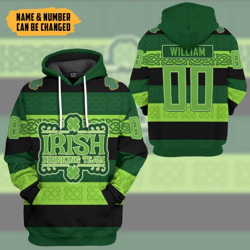 Gearhumans 3D Drinking Team St Patrick's Day Custom Name Custom Number Tshirt Hoodie Apparel