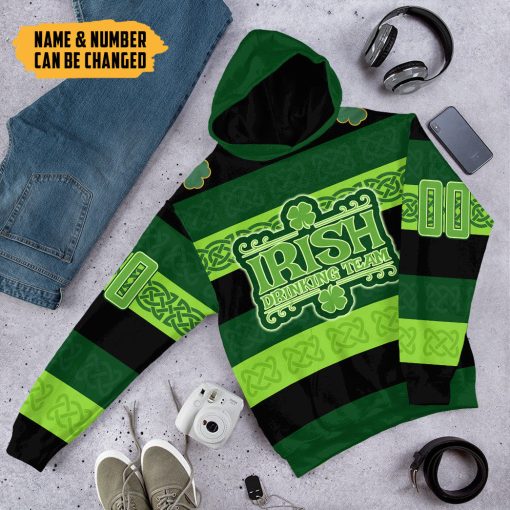 Gearhumans 3D Drinking Team St Patrick's Day Custom Name Custom Number Tshirt Hoodie Apparel