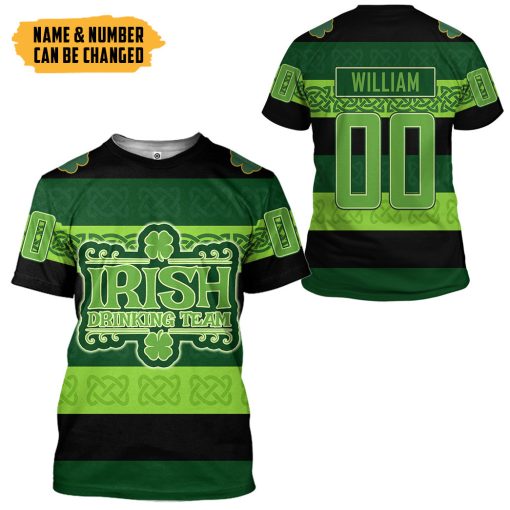 Gearhumans 3D Drinking Team St Patrick's Day Custom Name Custom Number Tshirt Hoodie Apparel