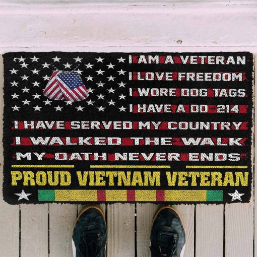 Gearhumans 3D Proud Vietnam Veteran Custom Doormat
