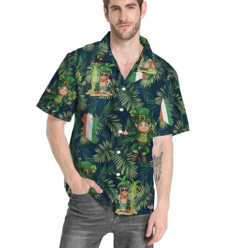 Gearhumans 3D Leprechaun Tropical Hawaii Style Custom Hawaiian Shirt - Image 5