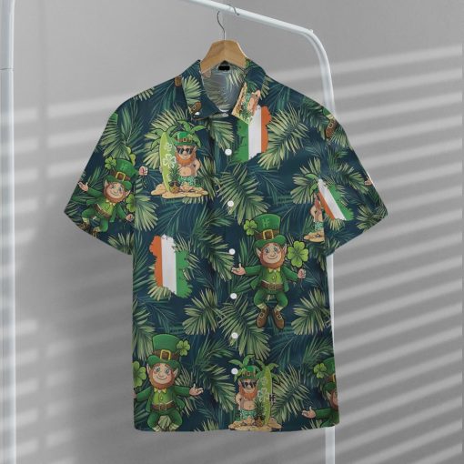 Gearhumans 3D Leprechaun Tropical Hawaii Style Custom Hawaiian Shirt - Image 6