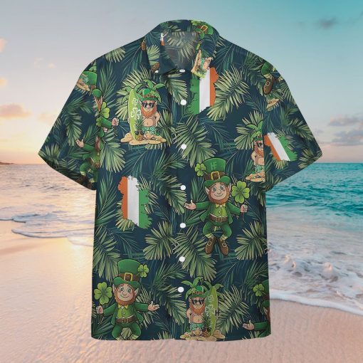 Gearhumans 3D Leprechaun Tropical Hawaii Style Custom Hawaiian Shirt - Image 7