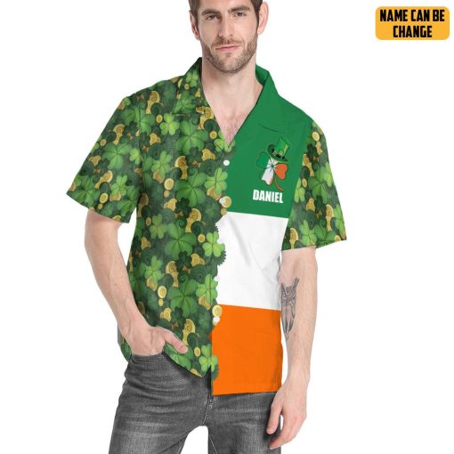 Gearhumans 3D Gold Coins Patrick's Day Irish Ireland Flag Custom Name Hawaiian Shirt - Image 3