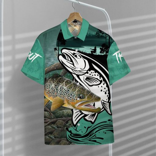 Gearhumans 3D Trout Fishing Custom Hawaiian Shirt
